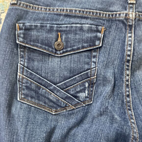 LEVI'S Boot Cut 525 Perfect Waist Stretch Jeans Blue Size 14 Light Distressing - Picture 9 of 11